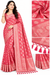 Coral Pink Zari Work Saree with Elegant Golden Woven Border & Tassels