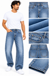 Men's Light Blue Stone-Wash Denim Jeans – Classic Casual Style