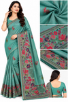 Elegant Mustard Yellow & Teal Green Floral Saree – Multicolor Designer Border