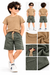 **Boys Beige Graphic T-Shirt with Olive Green Cargo Shorts Set**