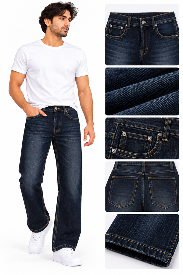 Men's Dark Indigo Straight Fit Jeans | Premium Denim