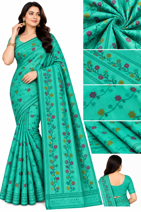 Women's Floral Printed Saree – Multicolor Variants