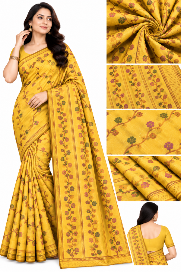 Women's Floral Printed Saree – Multicolor Variants