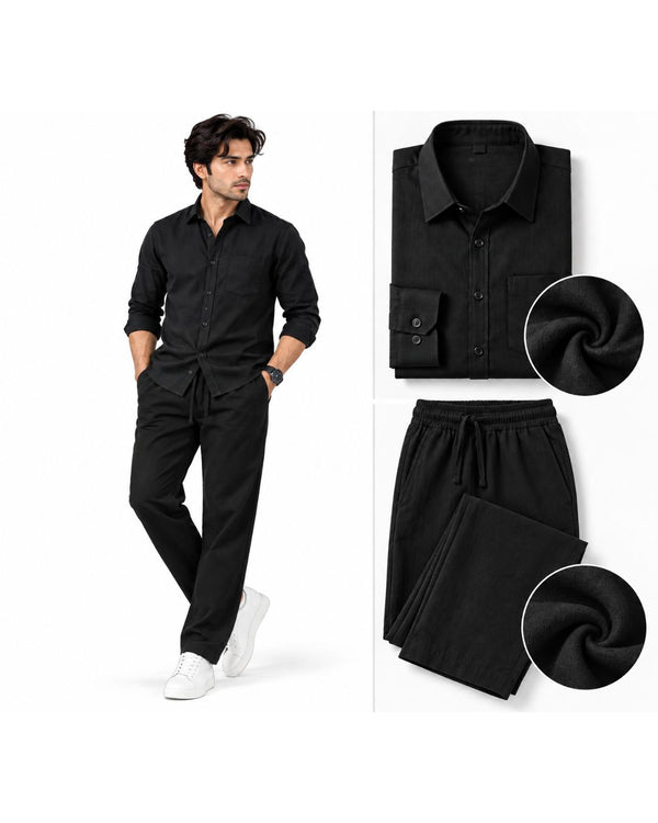 Classic Black Shirt with Relaxed Fit Trousers – Smart Everyday Co-Ord Set