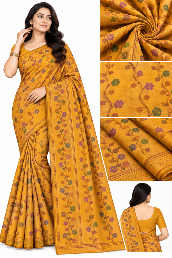 Women's Floral Printed Saree – Multicolor Variants