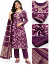Women’s Purple Floral Printed Kurta Pant Set with Elegant Dupatta