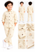 **Boys Cream Teddy Bear Print Shirt & Pajama Set**