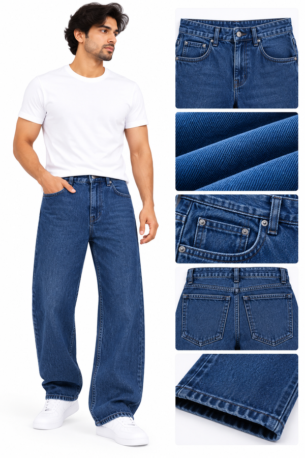 Men’s Classic Blue Denim Jeans – Regular Fit |