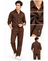Premium Brown Textured Shirt & Trouser Co-Ord Set for Men