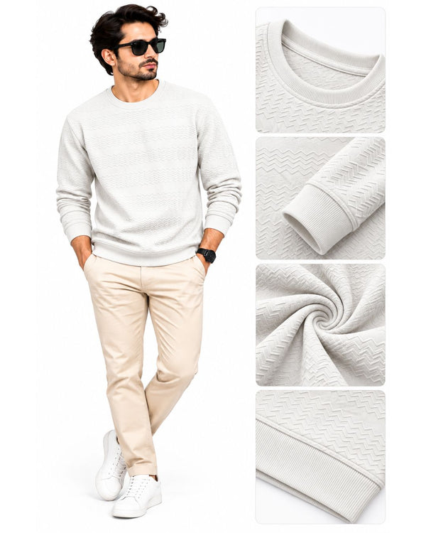 Men’s Premium Textured tshirt – Beige Chevron Pattern |