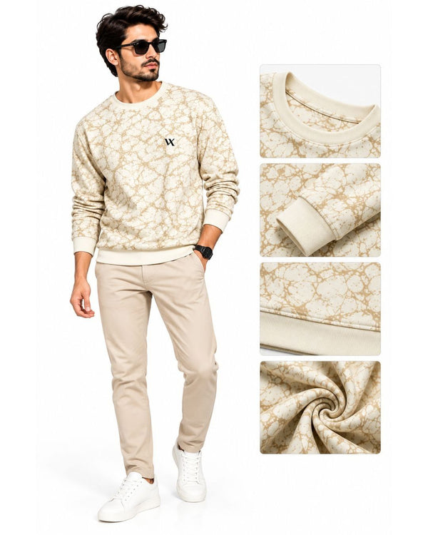 Men’s Black Marble Print Full Sleeve tshirt – Premium Casual Wear