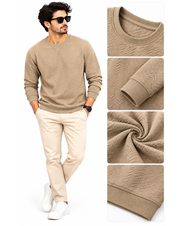 Men’s Premium Textured tshirt – Beige Chevron Pattern |