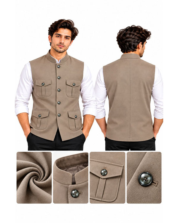 Classic Black Designer Half Coat for Men