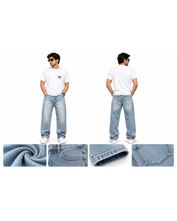 Men’s Light Blue Baggy Fit Jeans – Trendy & Relaxed Style