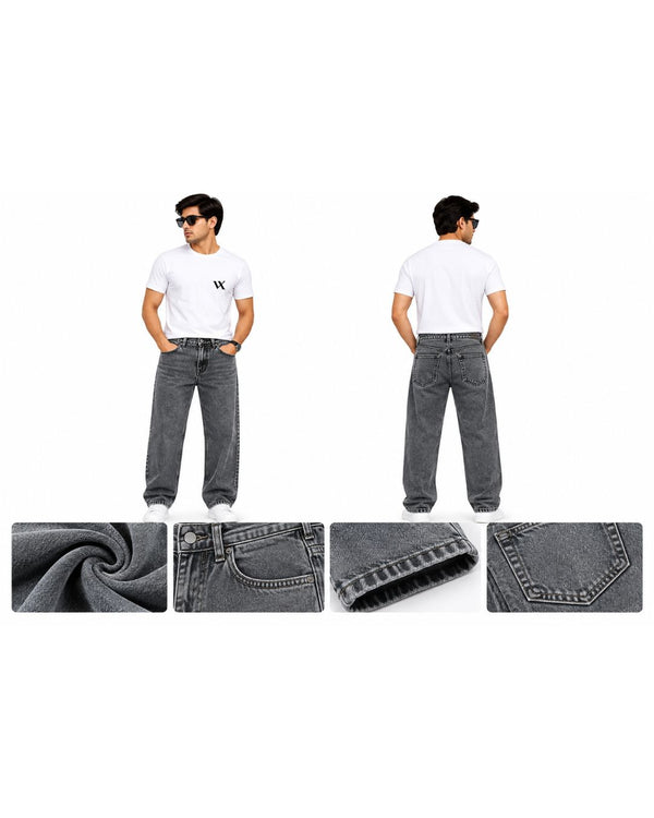 Men’s Dark Grey Baggy Fit Jeans – Trendy & Streetwear Style