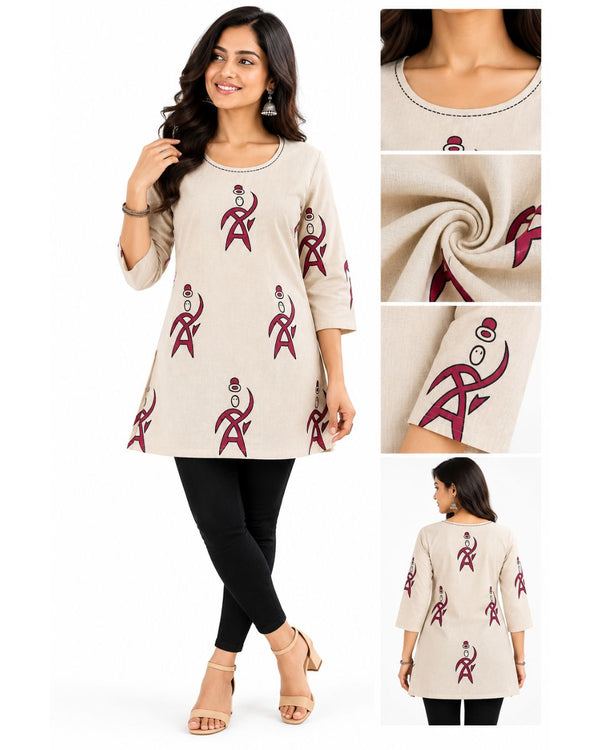 Elegant Women’s Printed A-Line Kurti – Stylish 3/4 Sleeve Ethnic Wear