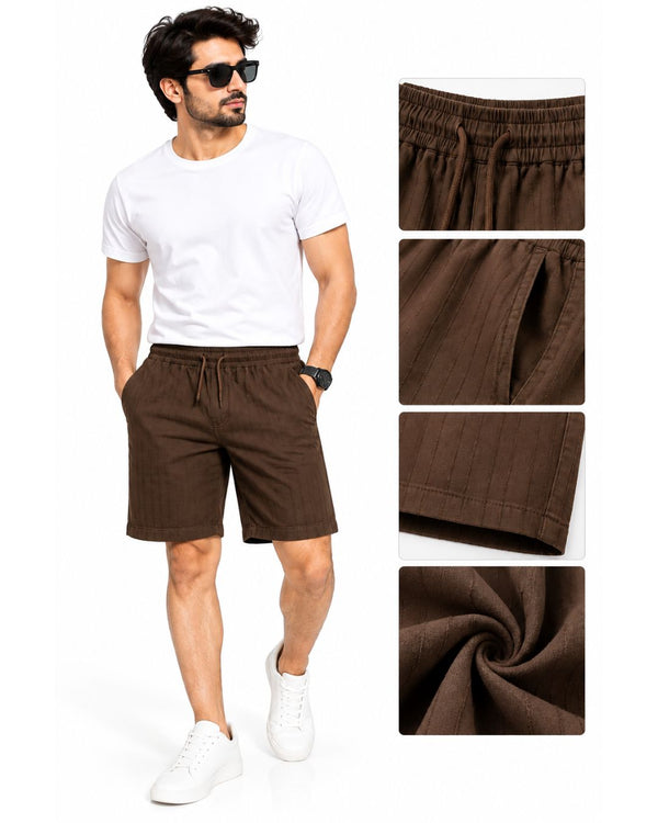 Men’s White Textured Drawstring Shorts – Premium Casual Wear
