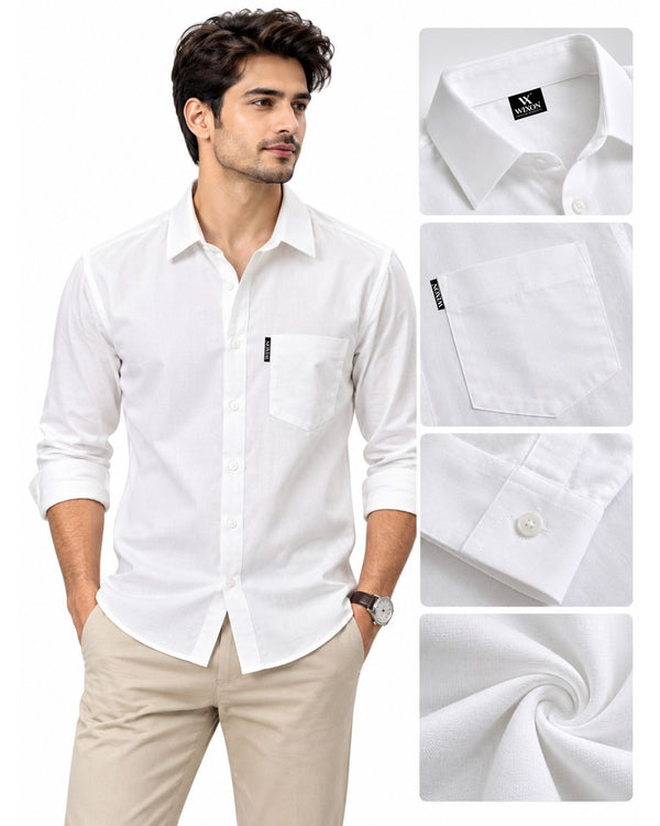 Men’s Premium White Full Sleeve Shirt – Classic Solid Casual Wear
