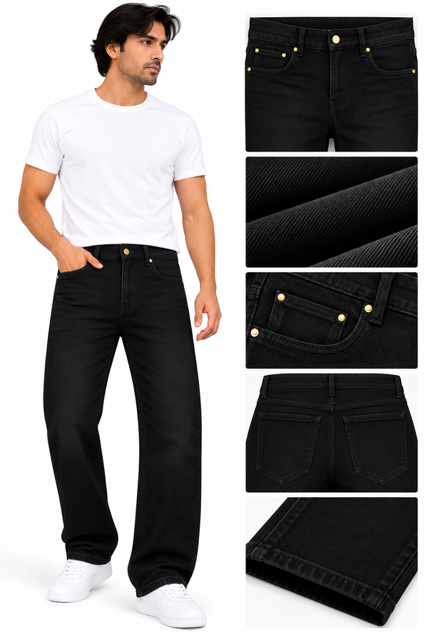 Men's Premium Black Denim Jeans – Classic Everyday Style