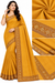 Elegant Mustard Yellow & Peach Saree with Traditional Floral Border