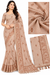Elegant Beige Floral Designer Saree with Premium Woven Border