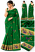 **Emerald Green Saree with Colourful Peacock Embroidery & Golden Designer Border**