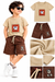 Boys’ Beige Graphic T-Shirt & Brown Cargo Shorts Co-ord Set | Wixon.one