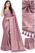 Mauve Purple Saree with Rose Gold Zari Work, Floral Border & Designer Tassels
