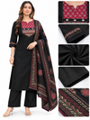 Women’s Black Dhaba Cotton Printed Kurta Palazzo Set with Dupatta – Red Ethnic Design