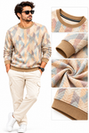 Men’s Premium Printed Quilted Sweatshirt | Soft Winter Wear – Multicolor Geometric Design