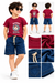 **Boys Burgundy Graphic T-Shirt with Blue Denim Shorts Set**