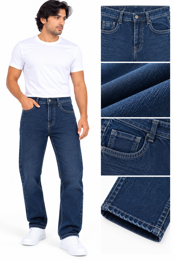 Men's Dark Blue Denim Jeans – Classic Everyday Style