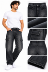 Men's Washed Black Cargo Jeans | Relaxed Fit Denim