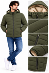 Men’s Premium Olive Green Hooded Puffer Jacket – Winter Collection