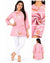 Floral Printed Women’s Casual Kurti – Pink & Turquoise