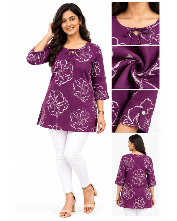 Elegant Purple Floral Women’s Kurti