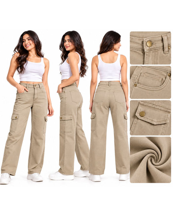 Women’s Grey Embroidered Wide-Leg Jeans – Stylish & Trendy Fit