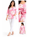 Elegant Pink Floral Printed Women’s Top