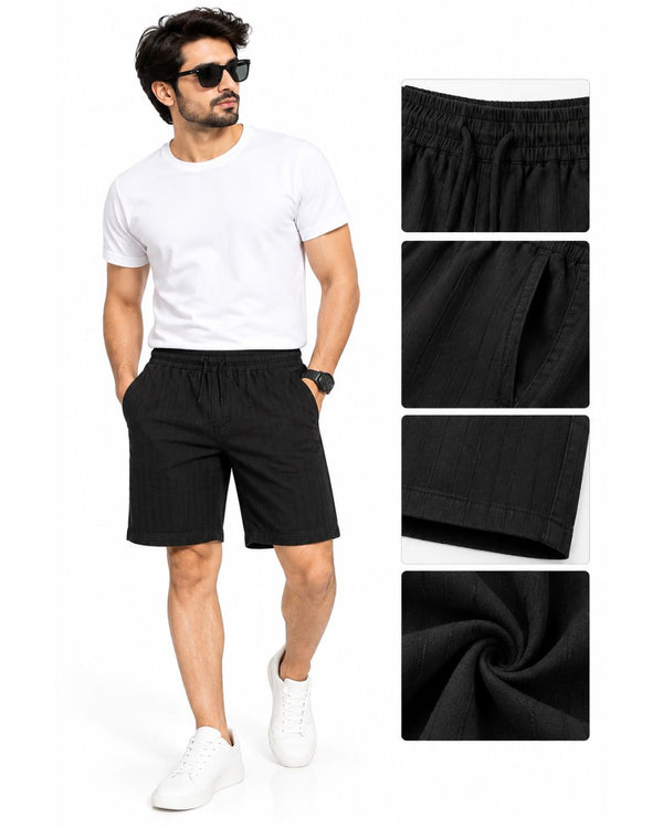 Men’s White Textured Drawstring Shorts – Premium Casual Wear