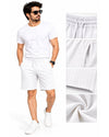 Men’s White Textured Drawstring Shorts – Premium Casual Wear